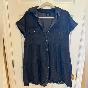 Black short sleeve Denim Dress